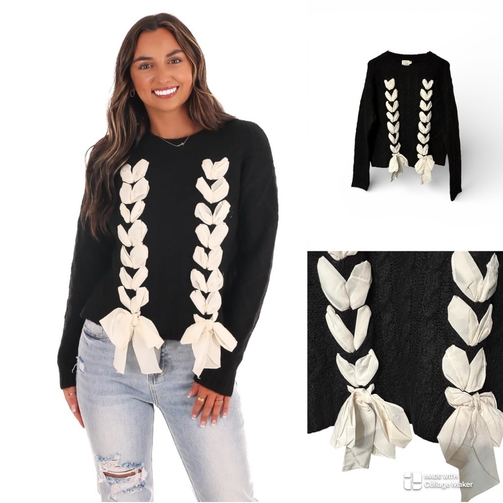 Dreamers bow weave sweater S/M